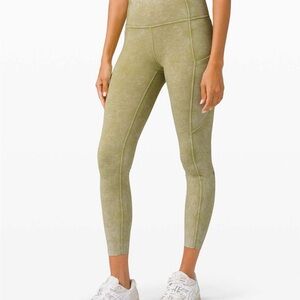 lululemon Fast and Free High-Rise Tight 25" Size 6 Ice Wash Hazel Green